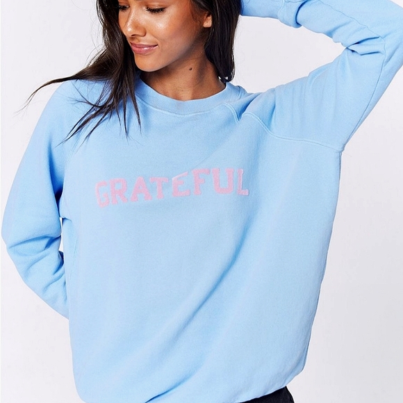 NEW Spiritual Gangster Grateful Classic Crew Sweatshirt Pullover Blue Pink - Picture 3 of 4